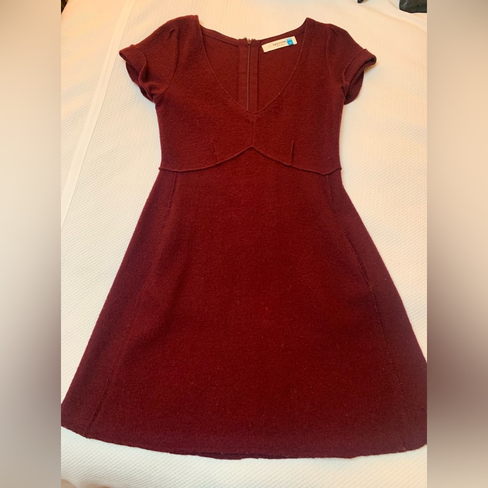 Anthropology crimson wool dress